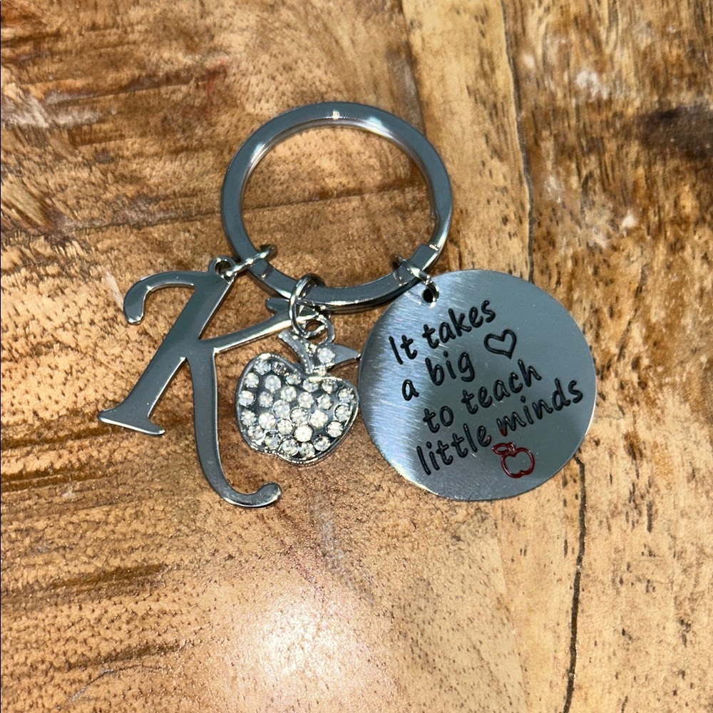 Silver Keychain with Heart and Inspirational Quote